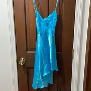 Shirley of Hollywood Blue Babydoll Satin Lace Lg